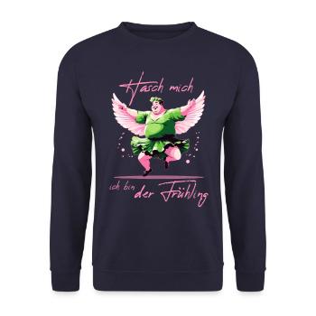 Hasch mich ich bin der Frühling - Unisex Pullover - Navy - Vorne - Alina (178cm) & Michal (187cm)