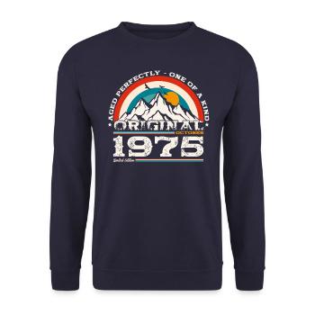 50. Geburtstag Vintage Oktober 1975 Geschenkidee - Unisex Pullover - Navy - Vorne - Alina (178cm) & Michal (187cm)