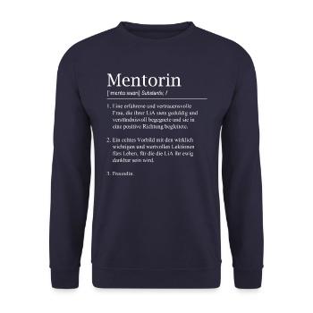 Mentorin LiA Definition Lehrerin - Unisex Pullover - Navy - Vorne - Alina (178cm) & Michal (187cm)