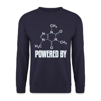 Powered By Caffeine Molecule Gift - Unisex Sweatshirt - navy - Front - Alina (178cm) & Michal (187cm)