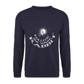 follow the white rabbit - Unisex Sweatshirt - navy - Front - Alina (178cm) & Michal (187cm)