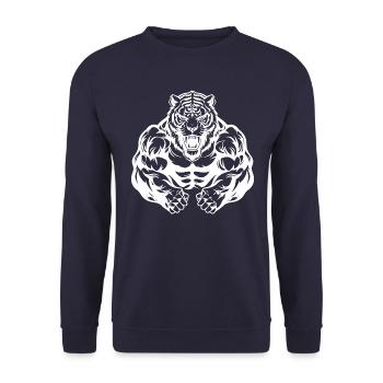 Tiger Workout Gym - Unisex Sweatshirt - navy - Front - Alina (178cm) & Michal (187cm)