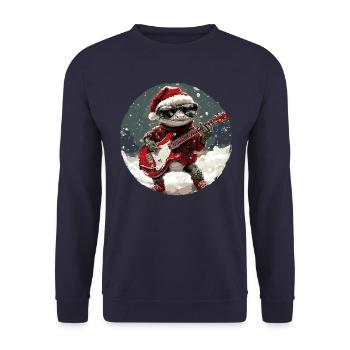 Lézard Noël Rocker Guitare Lizard Gecko - Sweat-shirt Unisexe - marine - Devant - Alina (178cm) & Michal (187cm)