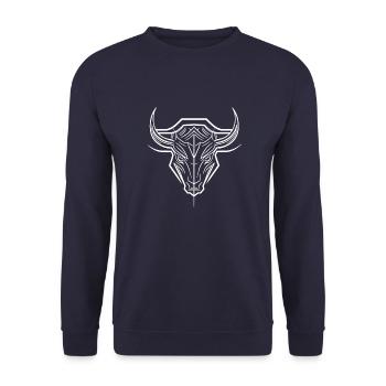White bull skull - Unisex Sweatshirt - navy - Front - Alina (178cm) & Michal (187cm)