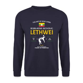Lethwei Boîte birmane - Sweat-shirt Unisexe - marine - Devant - Alina (178cm) & Michal (187cm)