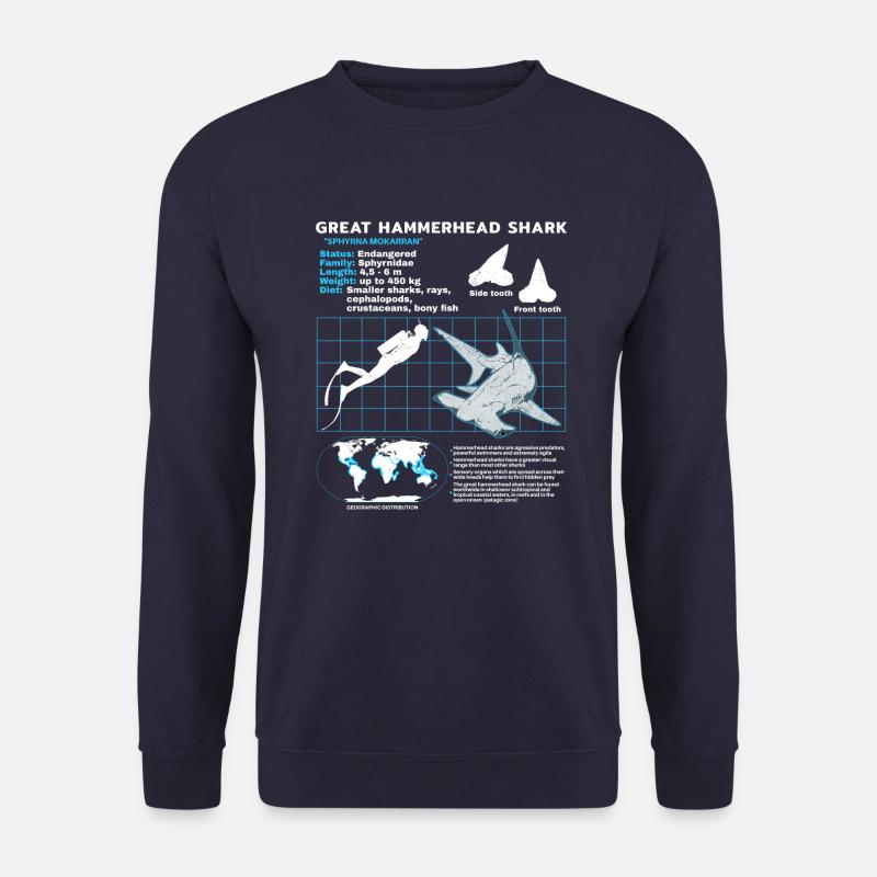 Hammerhead Shark Datasheet - Unisex Sweatshirt - navy