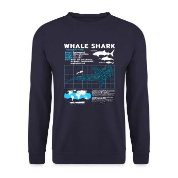 Whale Shark Datasheet - Unisex Sweatshirt - navy - Front - Alina (178cm) & Michal (187cm)