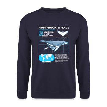 Buckelwal Datenblatt - Unisex Pullover - Navy - Vorne - Alina (178cm) & Michal (187cm)