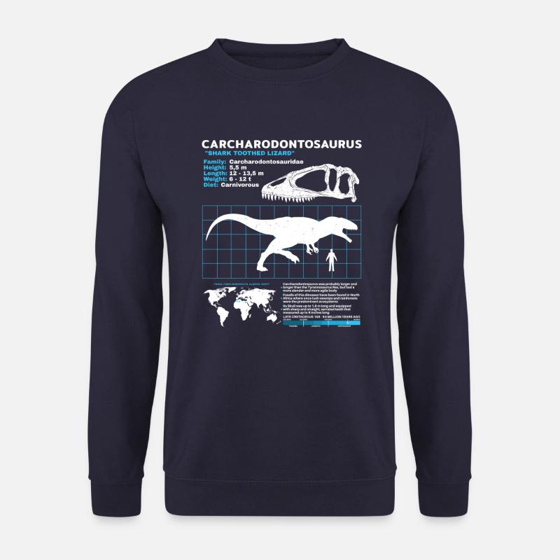 Carcharodontosaurus Datasheet - Unisex Sweatshirt - navy