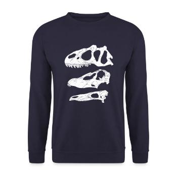 Allosaurus Diplodocus Stegosaurus - Unisex Pullover - Navy - Vorne - Alina (178cm) & Michal (187cm)