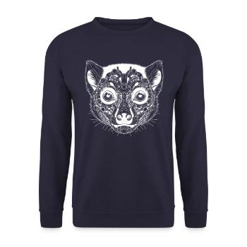 Biomechanischer Lemur - Weißes Design - Unisex Pullover - Navy - Vorne - Alina (178cm) & Michal (187cm)