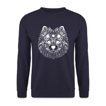 Abstract Pomeranian - White Design - Unisex Sweatshirt - navy - Front - Alina (178cm) & Michal (187cm)