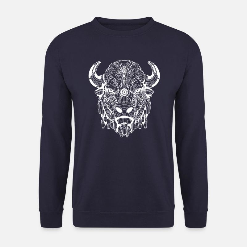 Biomechanical Bison - White Design - Unisex Sweatshirt - navy