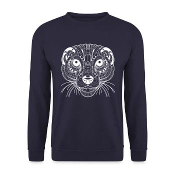 Biomechanisches Erdmännchen - Weißes Design - Unisex Pullover - Navy - Vorne - Alina (178cm) & Michal (187cm)