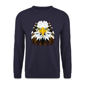 Abstrakter geometrischer Adler - Farbgestaltung - Unisex Pullover - Navy - Vorne - Alina (178cm) & Michal (187cm)