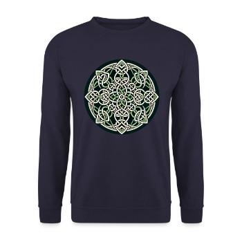 Ewiges keltisches Knotenwerk Mandala Kunst 2 - Unisex Pullover - Navy - Vorne - Alina (178cm) & Michal (187cm)
