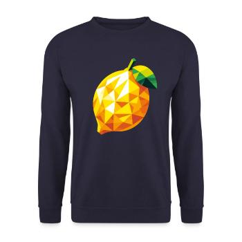 Abstrakte geometrische Zitrone - lebendiges Farbdesign - Unisex Pullover - Navy - Vorne - Alina (178cm) & Michal (187cm)