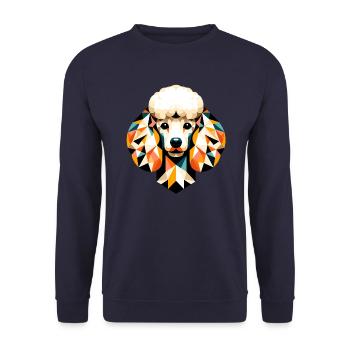 Pastellfarbener geometrischer Pudel: schickes abstraktes Design - Unisex Pullover - Navy - Vorne - Alina (178cm) & Michal (187cm)