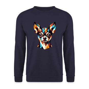 Colorful Geometric Chihuahua: Modern Canine Art - Unisex Sweatshirt - navy - Front - Alina (178cm) & Michal (187cm)