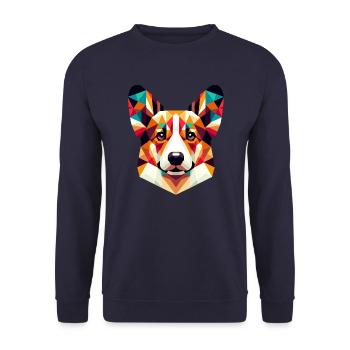 Colorful Geometric Corgi: Canine Illustration - Unisex Sweatshirt - navy - Front - Alina (178cm) & Michal (187cm)