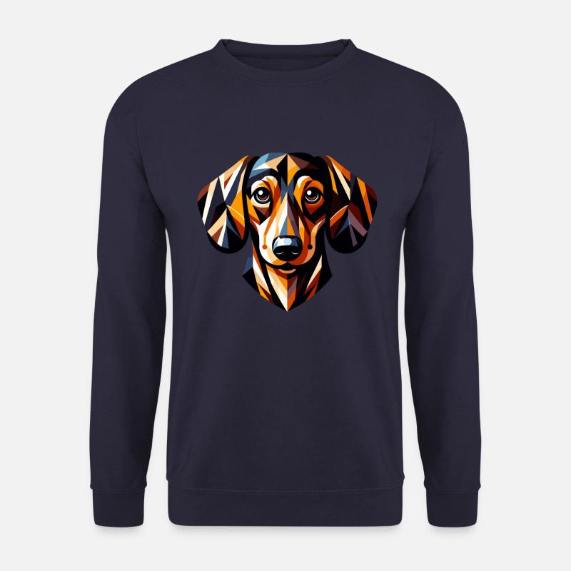 Farbenfroher Dackel: Geometrisches Low-Poly-Artwork - Unisex Pullover - Navy