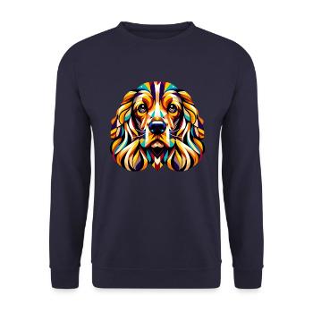 Cocker Épagneul Géométrique : Symphonie de Formes - Sweat-shirt Unisexe - marine - Devant - Alina (178cm) & Michal (187cm)
