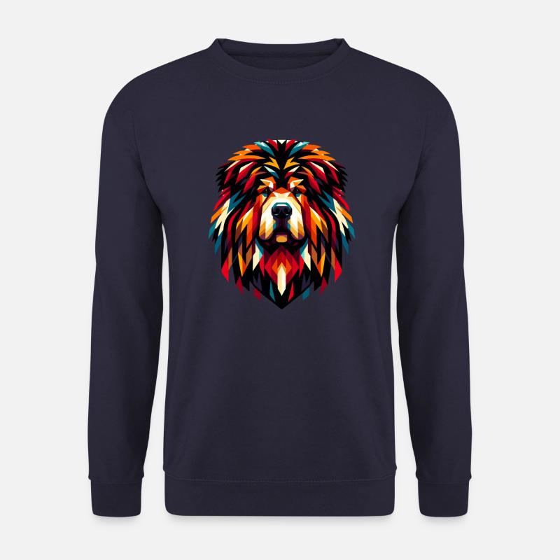 Farbenfroher tibetischer Mastiff: Geometrisches Hundemosaik - Unisex Pullover - Navy