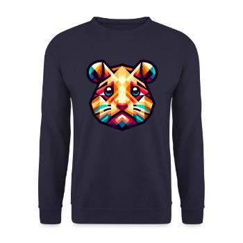 Portrait de hamster géométrique : Art polygonal coloré - Sweat-shirt Unisexe - marine - Devant - Alina (178cm) & Michal (187cm)