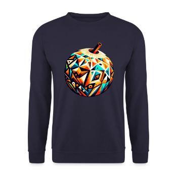 Tribal-Geometrie: Farbenfrohes Kokosnuss-Design - Unisex Pullover - Navy - Vorne - Alina (178cm) & Michal (187cm)