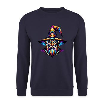 Medieval Fantasy Wizard: Geometrische Zauberkunst - Unisex Pullover - Navy - Vorne - Alina (178cm) & Michal (187cm)