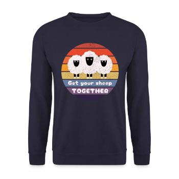 Bringen Sie Ihre Schafe zusammen: Lustiges Zitat-Design - Unisex Pullover - Navy - Vorne - Alina (178cm) & Michal (187cm)