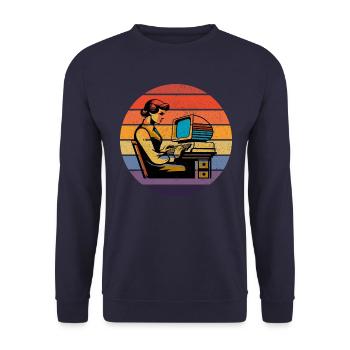 Rétro Programmer : l’esthétique de l’informatique vintage - Sweat-shirt Unisexe - marine - Devant - Alina (178cm) & Michal (187cm)