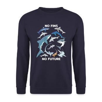 No Fins No Future Blauhai Walhai Haiarten - Unisex Pullover - Navy - Vorne - Alina (178cm) & Michal (187cm)