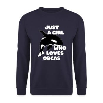 Just a girl who loves orcas Killerwal - Unisex Pullover - Navy - Vorne - Alina (178cm) & Michal (187cm)