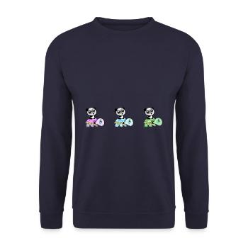 three turtles with pandas on their backs - Unisex Sweatshirt - navy - Front - Alina (178cm) & Michal (187cm)