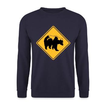 Grizzly Road Sign - Unisex Pullover - Navy - Vorne - Alina (178cm) & Michal (187cm)