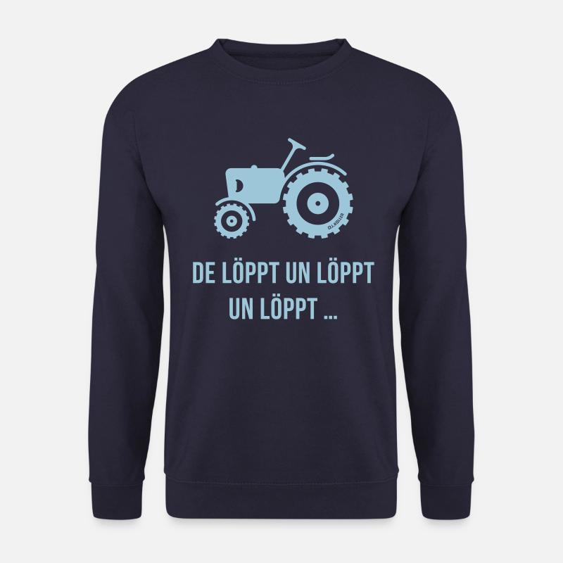 De Löppt Un Löppt Un Löppt … Trecker Plattdeutsch - Unisex Pullover - Navy