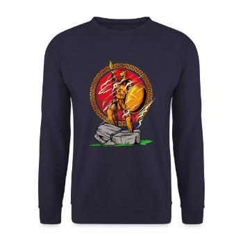 Victorious Spartan warrior - heroic pose - Unisex Sweatshirt - navy - Front - Alina (178cm) & Michal (187cm)