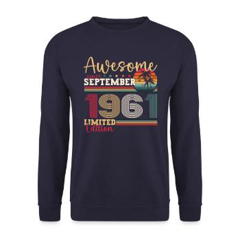 Awesome September 1961 61st Birthday Gift - Unisex Sweatshirt - navy - Front - Alina (178cm) & Michal (187cm)