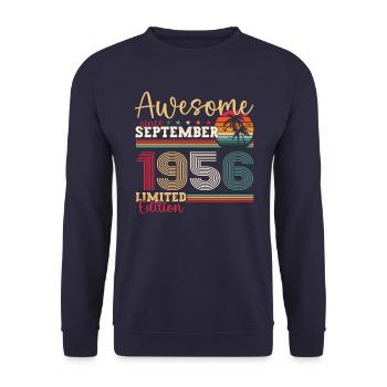 Awesome September 1956 66. Geburtstag Geschenk - Unisex Pullover - Navy - Vorne - Alina (178cm) & Michal (187cm)