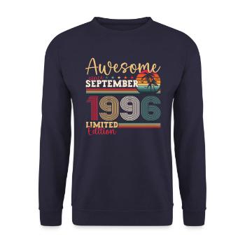 Awesome September 1996 26th Birthday Gift - Unisex Sweatshirt - navy - Front - Alina (178cm) & Michal (187cm)
