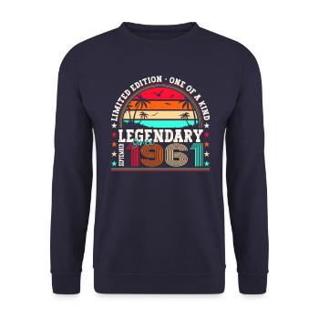 Legendary September 1961 61st birthday gift - Unisex Sweatshirt - navy - Front - Alina (178cm) & Michal (187cm)