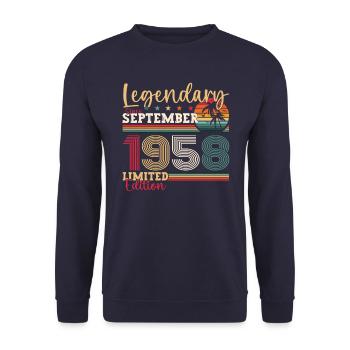 Légendaire cadeau du 64e anniversaire de septembre 1958 - Sweat-shirt Unisexe - marine - Devant - Alina (178cm) & Michal (187cm)