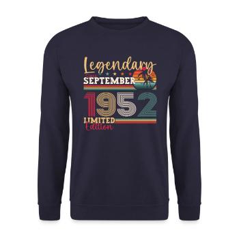Légendaire cadeau du 70e anniversaire de septembre 1952 - Sweat-shirt Unisexe - marine - Devant - Alina (178cm) & Michal (187cm)