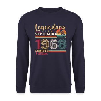 Legendary September 1968 54th birthday gift - Unisex Sweatshirt - navy - Front - Alina (178cm) & Michal (187cm)