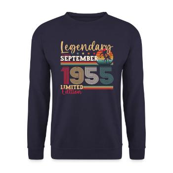 Legendary September 1955 67th birthday gift - Unisex Sweatshirt - navy - Front - Alina (178cm) & Michal (187cm)