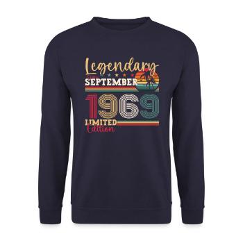 Legendary September 1969 53rd birthday gift - Unisex Sweatshirt - navy - Front - Alina (178cm) & Michal (187cm)