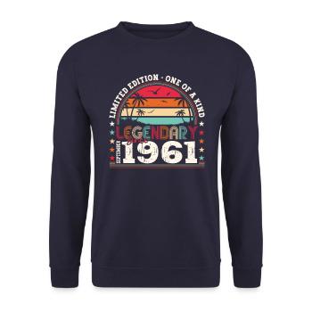 Legendary September 1961 61st birthday gift - Unisex Sweatshirt - navy - Front - Alina (178cm) & Michal (187cm)