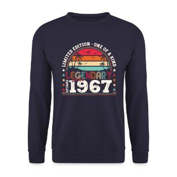 Legendary September 1967 55th birthday gift - Unisex Sweatshirt - navy - Front - Alina (178cm) & Michal (187cm)