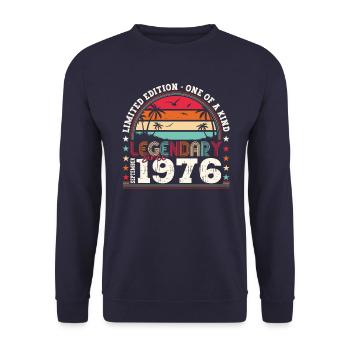 Legendär September 1976 46. Geburtstag Geschenk - Unisex Pullover - Navy - Vorne - Alina (178cm) & Michal (187cm)
